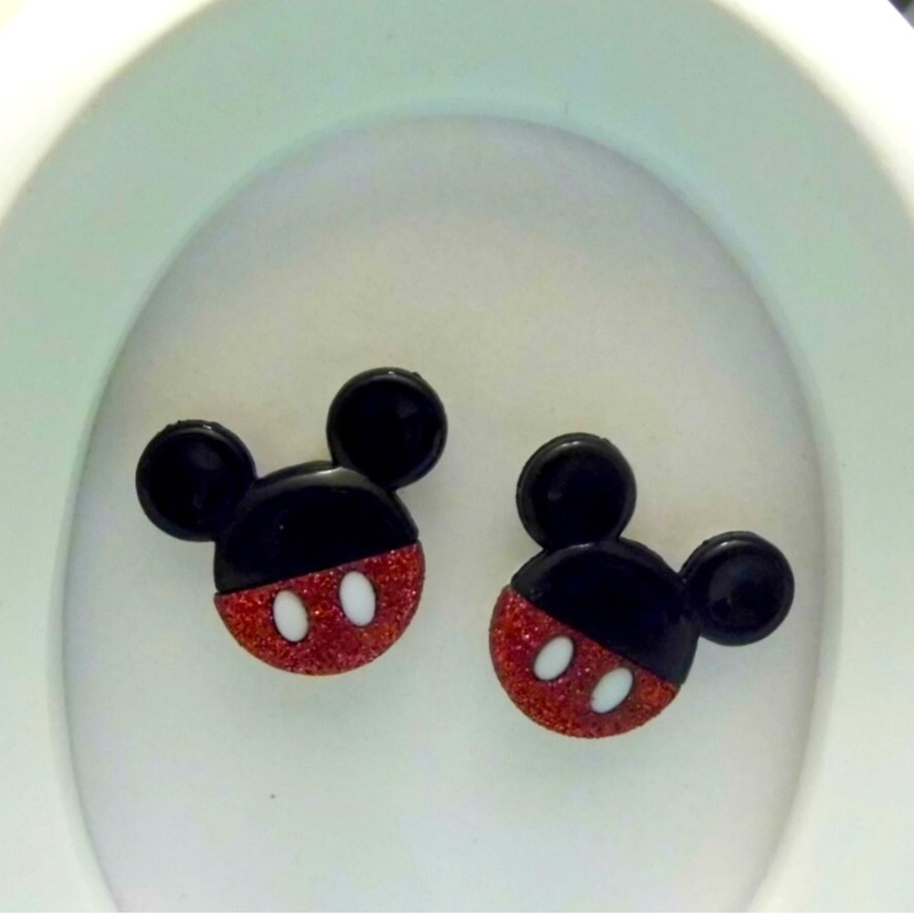 Mickey Mouse Ears Button Stud Earrings new